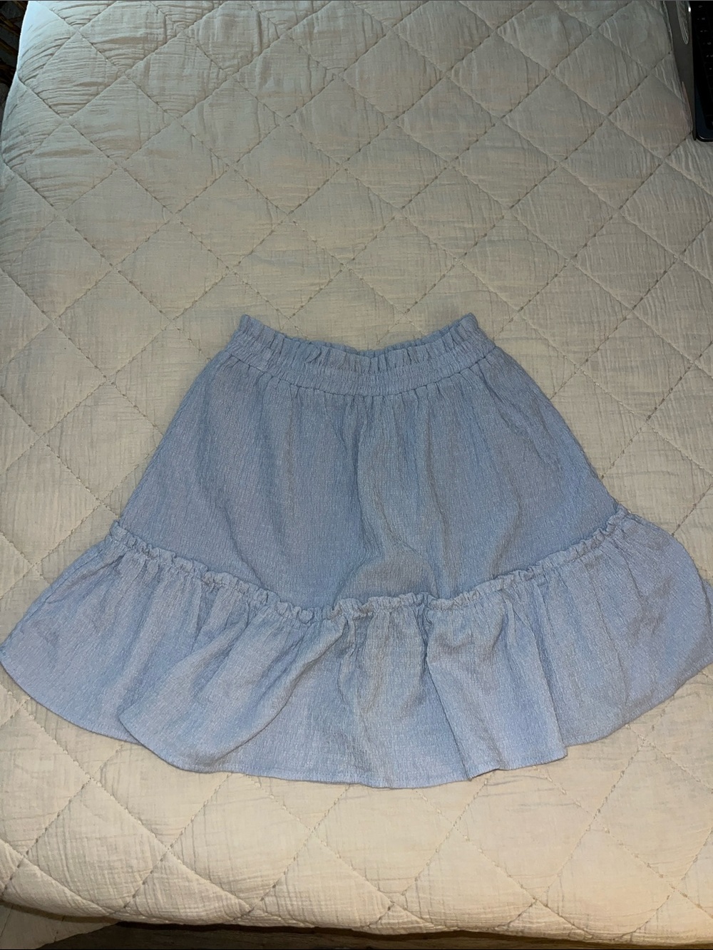 mine Light Blue Ruffle Hem Skater Skirt